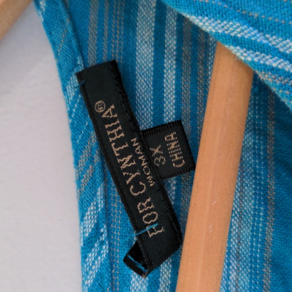 For Cynthia Dress Women's 3X Blue Linen Blend Sleevless Summer Maxi Pockets - Picture 9 of 10